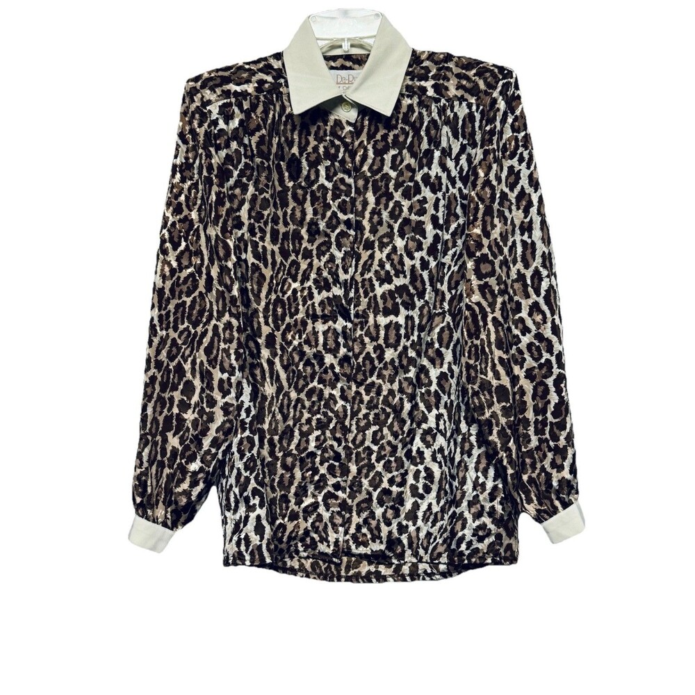 Vintage Da-Rue of California Leopard Print Blouse Top Women's size 14